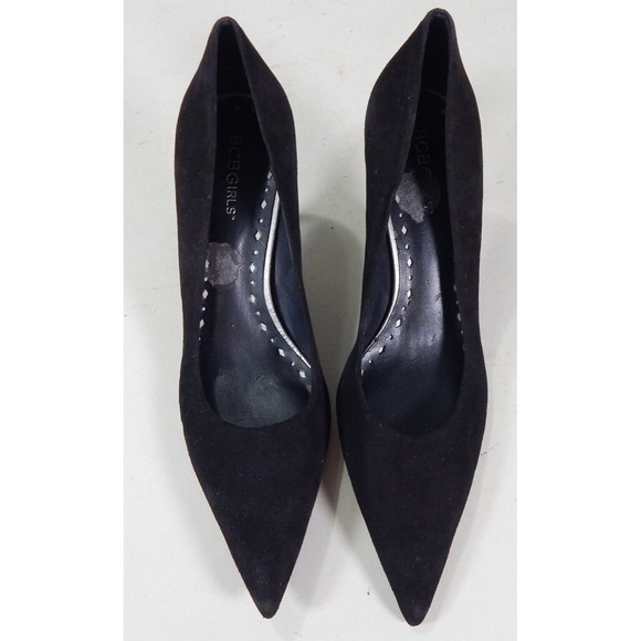BCBG Girls Heels Black Suede Pointed Toe Size 8 1/2 B - Picture 2 of 5